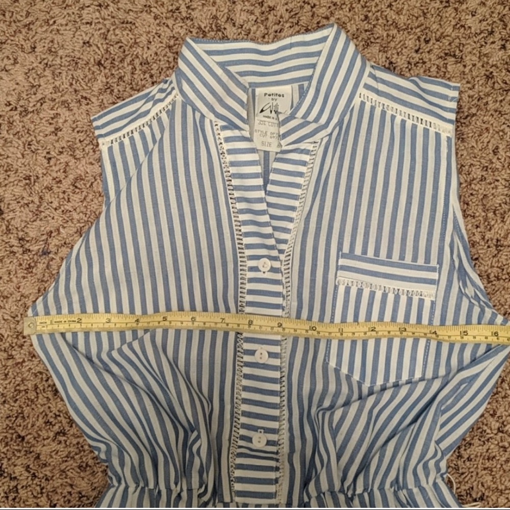 Vintage 50's-60's Blue and White Striped Dress With Matching Belt - Picture 3 of 4